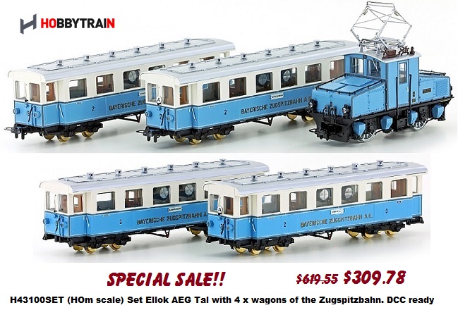 KATO HOBBYTRAIN LEMKE H43100SET (HOm scale) Set Electric Locomotive AEG Tal with 4 x wagons of the Zugspitzbahn. DCC ready