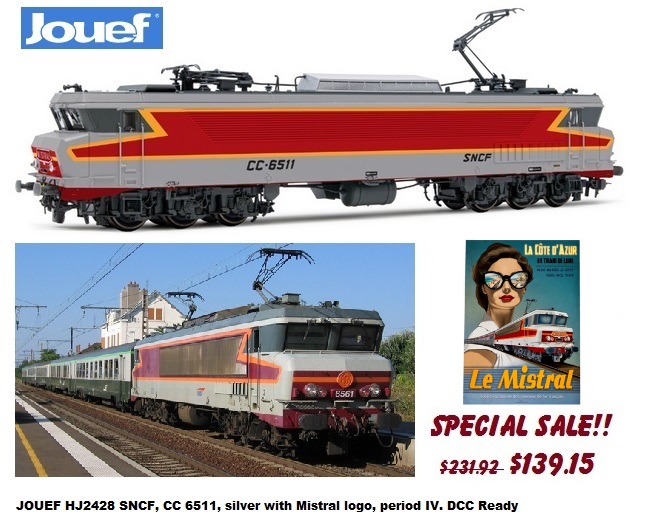 JOUEF HJ2428 SNCF, CC 6511, silver with Mistral logo, period IV