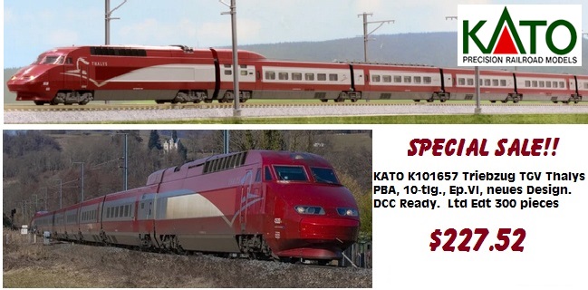 KATO HOBBYTRAIN LEMKE K101657 Triebzug TGV Thalys PBA, 10-tlg., Ep.VI, neues Design. DCC Ready. Ltd Edt 300 pieces